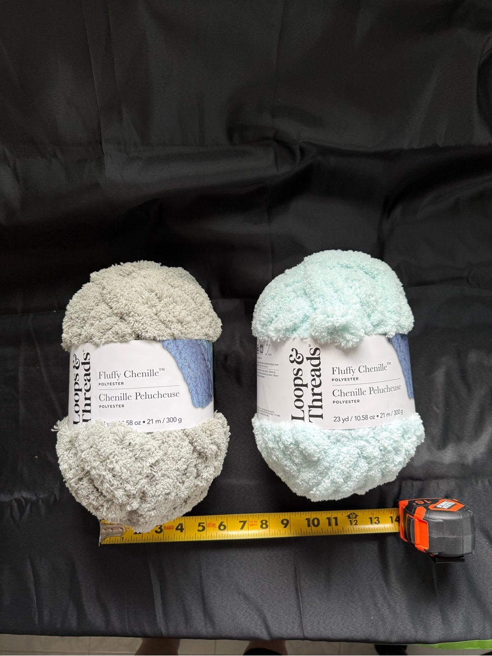 Loops & Threads Fluffy Chenille Bath Yarn - Light Gray & Light Blue